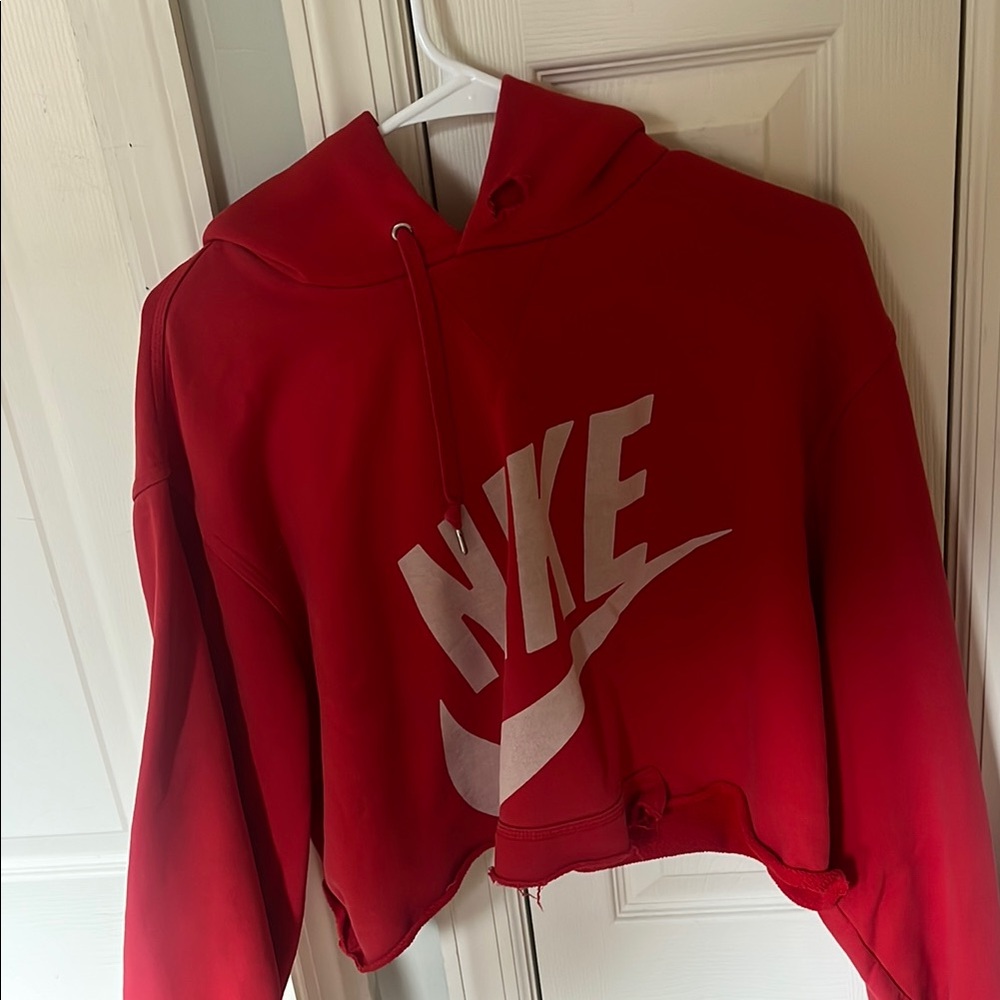 Vintage Nike Red Cropped Hoodie